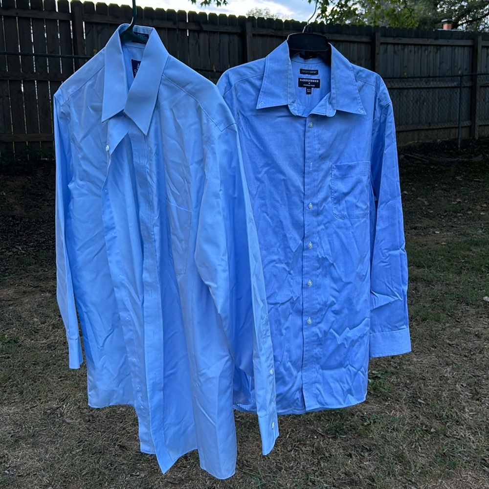 2 Brand New Men’s Wrinkle Free Dress Shirts. Both For $45.00.